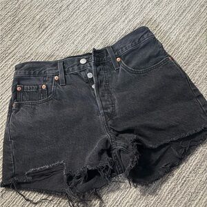 Levi's Black Distressed Jean Shorts